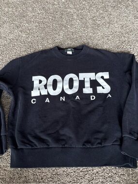 Roots Navy Sweatshirt with White ROOTS CANADA Graphic